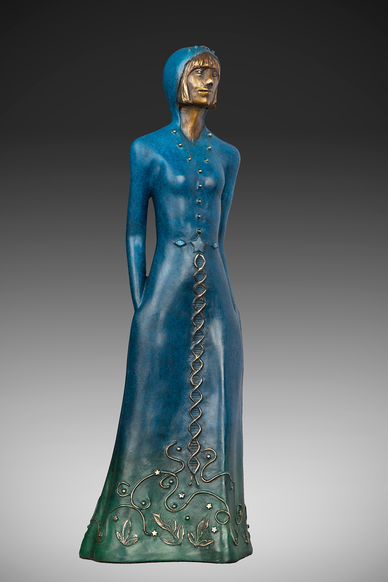 Winged figure sculpture in bronze